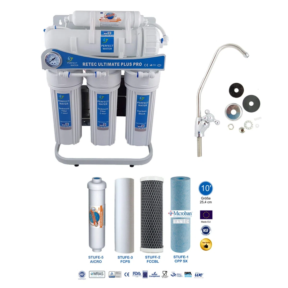 Osmoseanlage 800 GPD Ultimate PLUS PRO BASIC EDITION direct flow kein Tank nötig Umkehrosmosewasserfilter Wasserfilter Trinkwasser Umkehrosmose Reverse Osmosis
