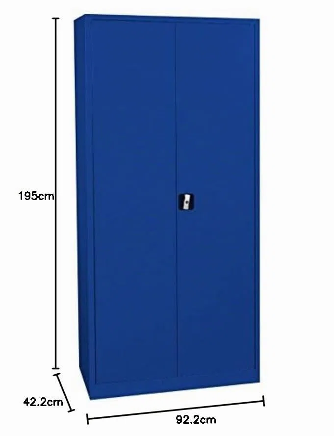 Flügeltürenschrank komplett montiert Metallschrank abschließbar blau 195x92x42cm Lagerschrank Aktenschrank 4 Fachböden 530343
