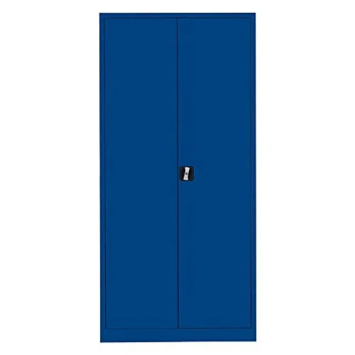 Flügeltürenschrank komplett montiert Metallschrank abschließbar blau 195x92x42cm Lagerschrank Aktenschrank 4 Fachböden 530343