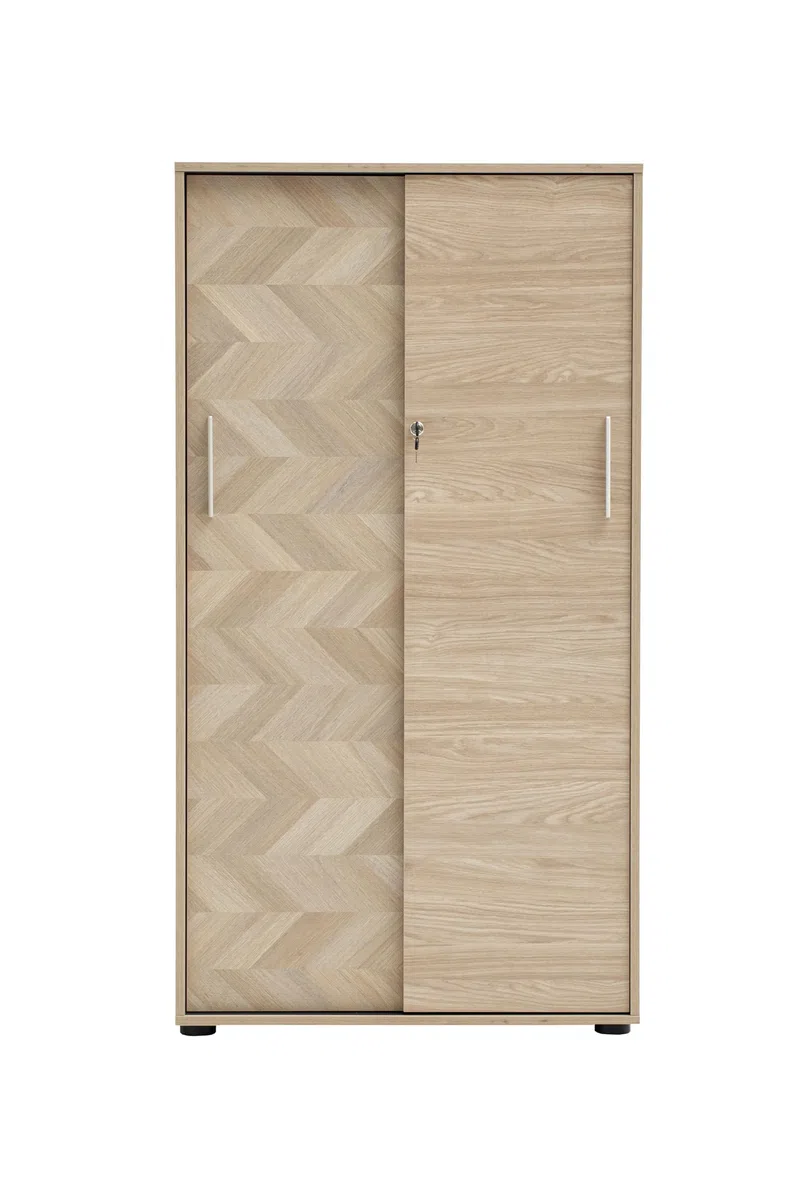 Schildmeyer Aktenschrank Arezzo 702099, abschließbar, Eiche hell Dekor/Fischgräten Dekor, 80 x 38,2 x 150 cm