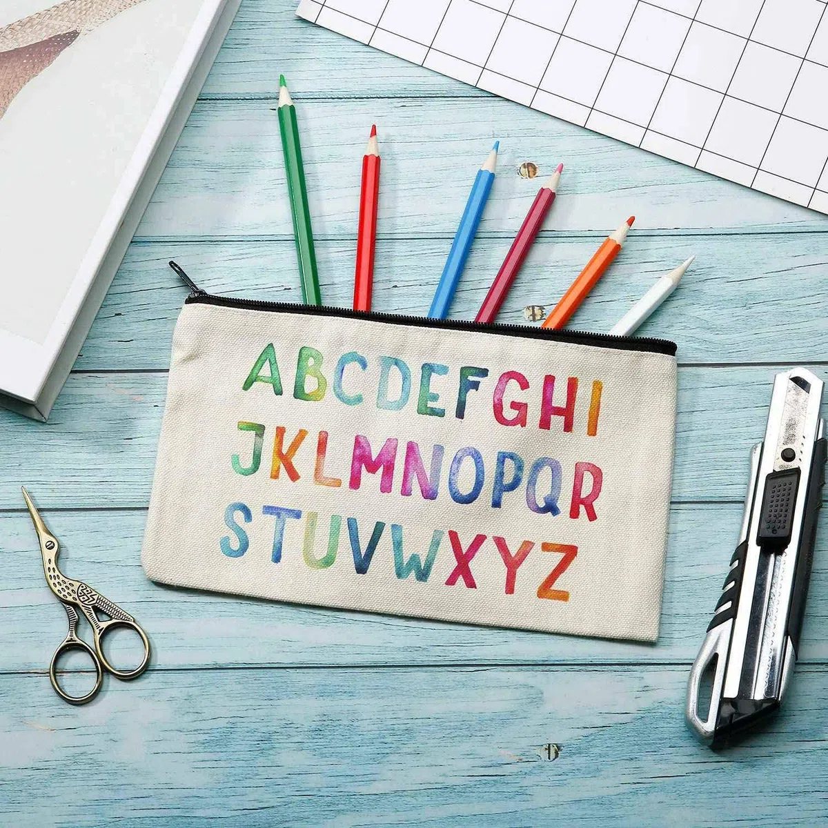 Jevina 40 StüCk Leinwand ReiiVerschluss Tasche Bleistift Etui Kosmetik Tasche Leere Tasche DIY Bastel Tasche Kosmetik Tasche Kosmetik Tasche DIY Bastel Schule