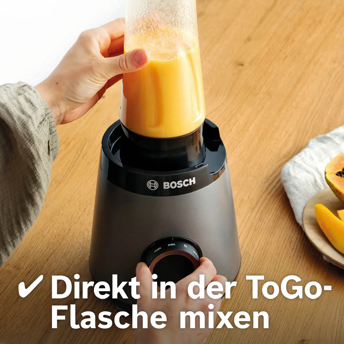 Bosch Standmixer VitaPower Serie 4 MMB6174SN, verbesserte Version & e MMZBT01B, Smoothie-ToGo-Flasche 0,6 L