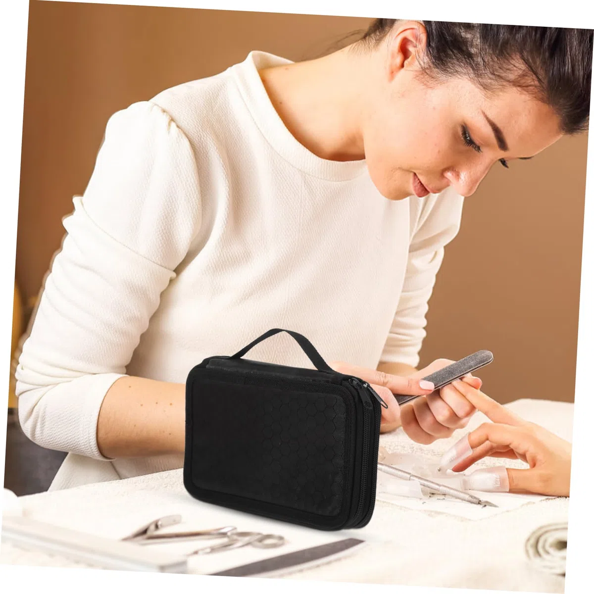Manikürepinselhalter Aufbewahrungstasche Für Nagelpinsel Und Manikürewerkzeuge Tragbares Etui Für Nagelkunst-Werkzeuge Kompakt Für Zuhause Und Salon 20.50 X 13.00 X 4.00 cm