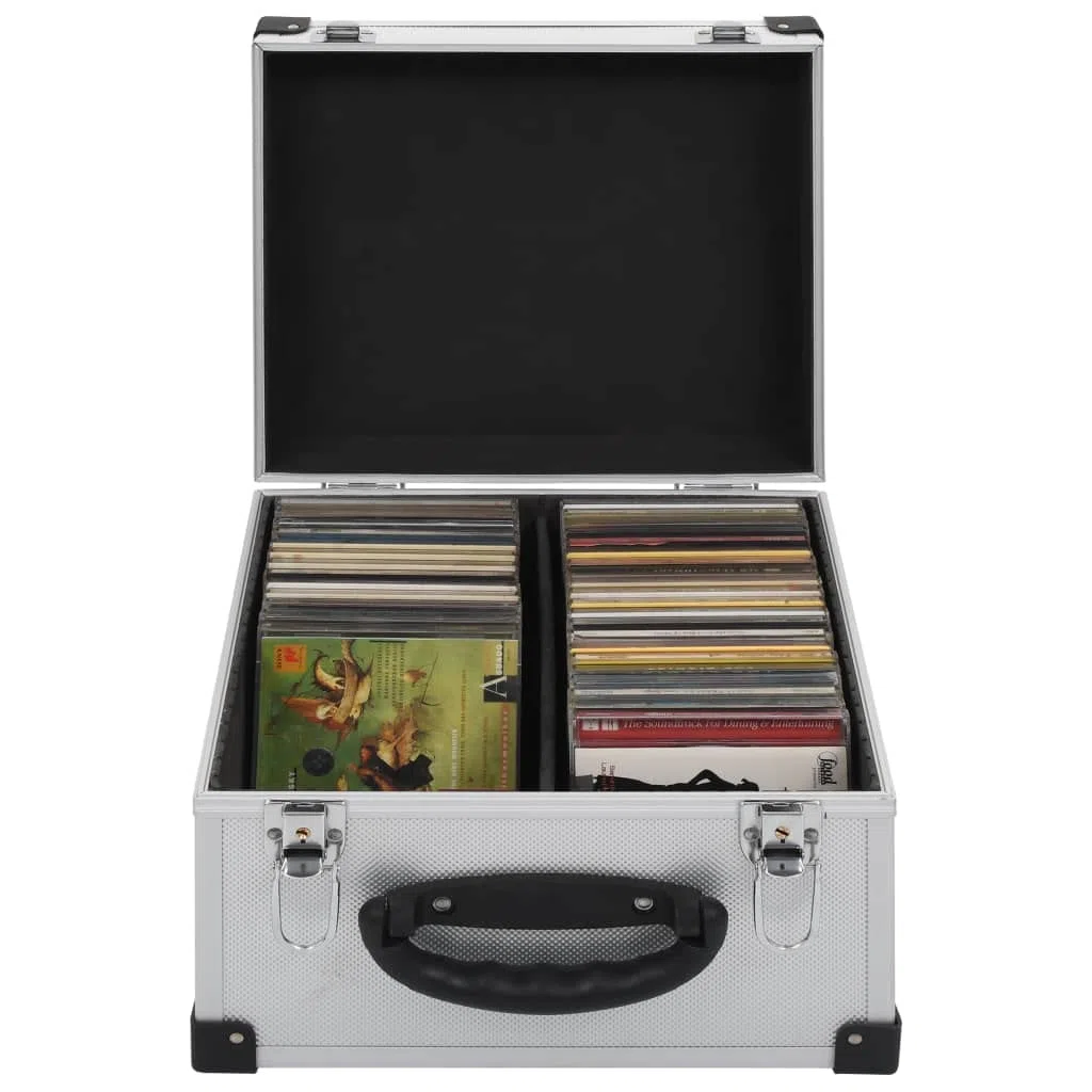 CD-Tasche für 40 CDs, Aluminium, ABS, silberfarben, Artikelfarbe: Silber