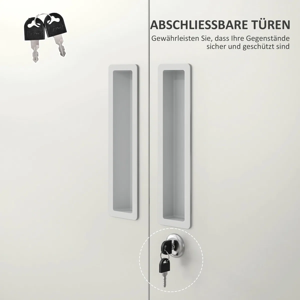 HOMCOM Aktenschrank, Büroschrank mit 2 Türen 5 Ebenen für Wohnzimmer Weiß