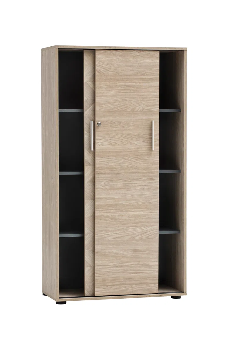 Schildmeyer Aktenschrank Arezzo 702099, abschließbar, Eiche hell Dekor/Fischgräten Dekor, 80 x 38,2 x 150 cm