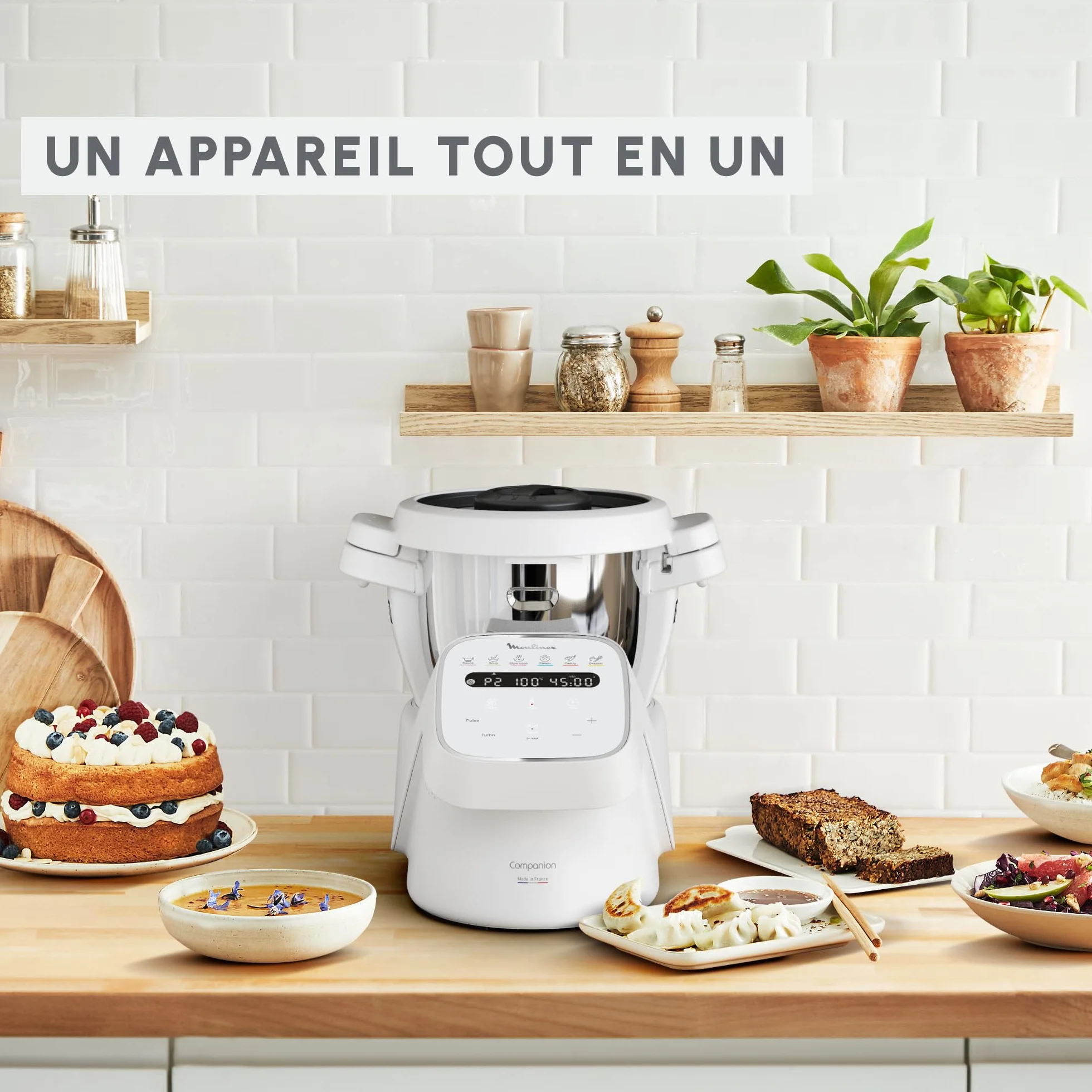 Moulinex, Companion Küchenmaschine, 14 Funktionen, Kapazität XL für 10 Personen, Grau