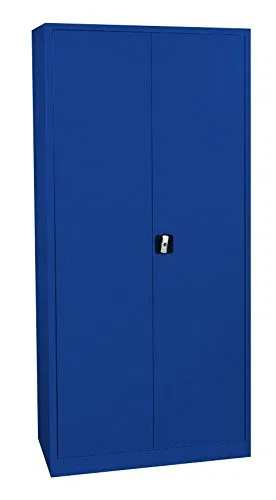 Flügeltürenschrank komplett montiert Metallschrank abschließbar blau 195x92x42cm Lagerschrank Aktenschrank 4 Fachböden 530343