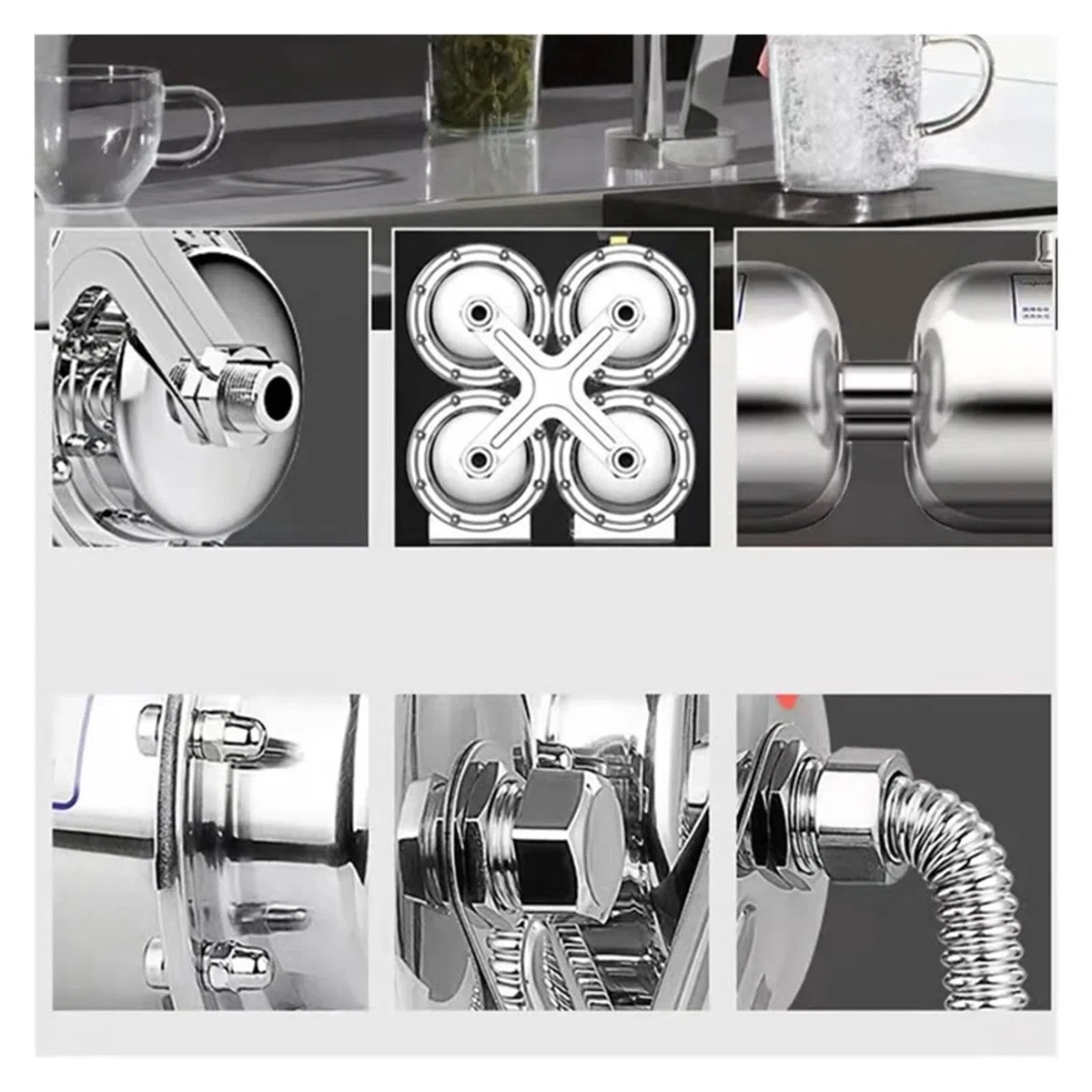 Untertisch Wasserfilter, Wasserreiniger Haushalt Edelstahlfilter Küche 6-Stufen-Hahn Gerade Getränkemaschine Element Ultrafiltrationsmembran