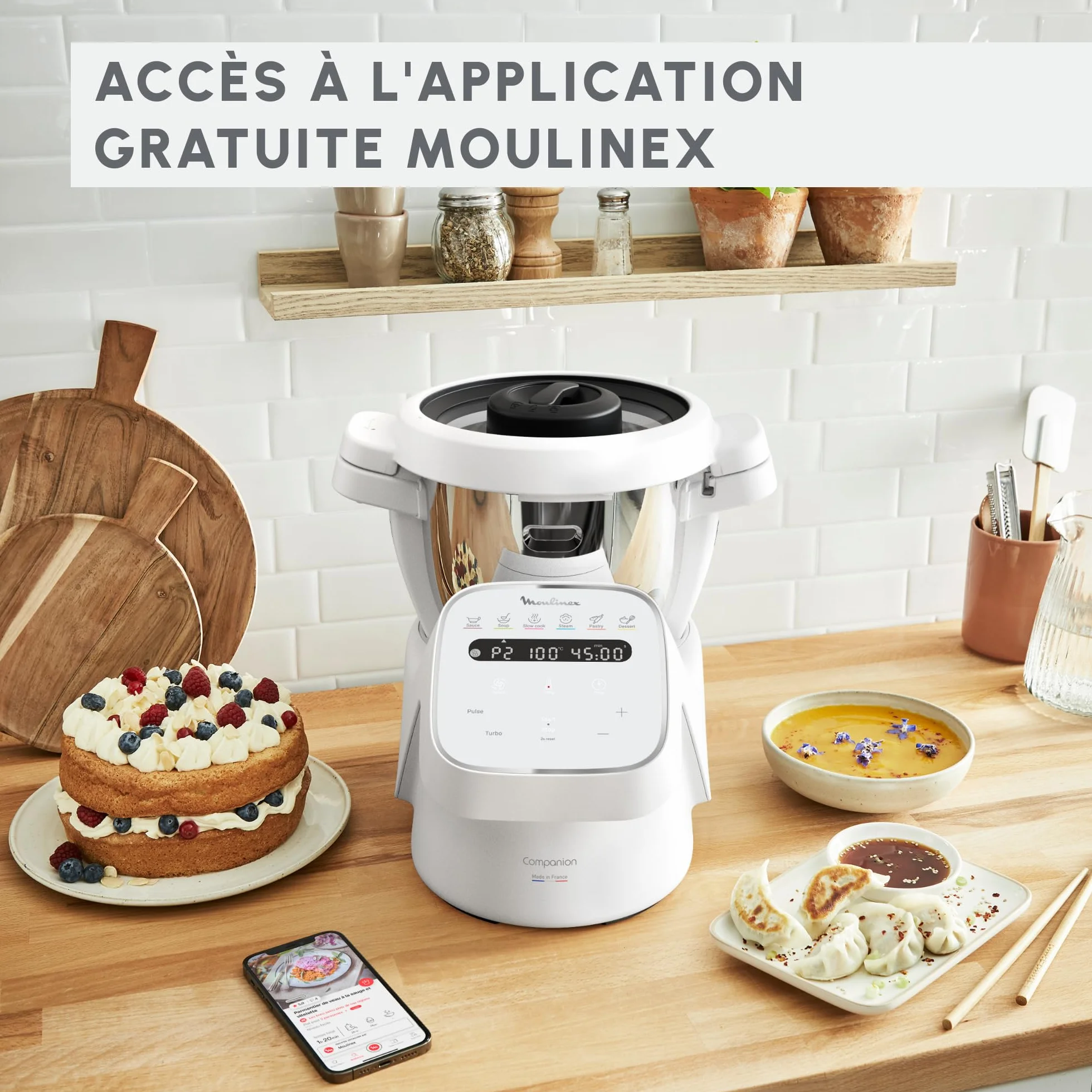 Moulinex, Companion Küchenmaschine, 14 Funktionen, Kapazität XL für 10 Personen, Grau