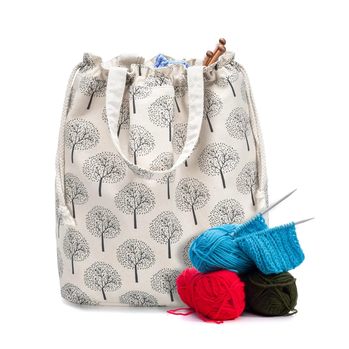 Teamoy Wolle Aufbewahrungstasche, Stricktasche zur Aufbewahrung von Wolle, Tragetasche für Garn und Häkelzubehör, Baum