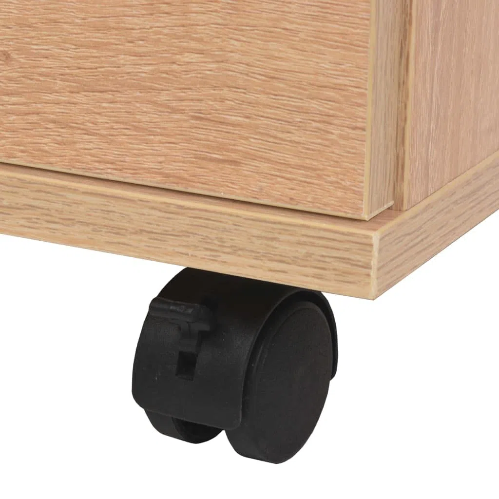 Rollcontainer mit 3 Schubladen Schubladenelement Eichen-Optik 33x45x60 cm Mobiler Büroschrank Beistellschrank auf Rollen für Arbeitszimmer Büro und Home-Office Holzwerkstoff
