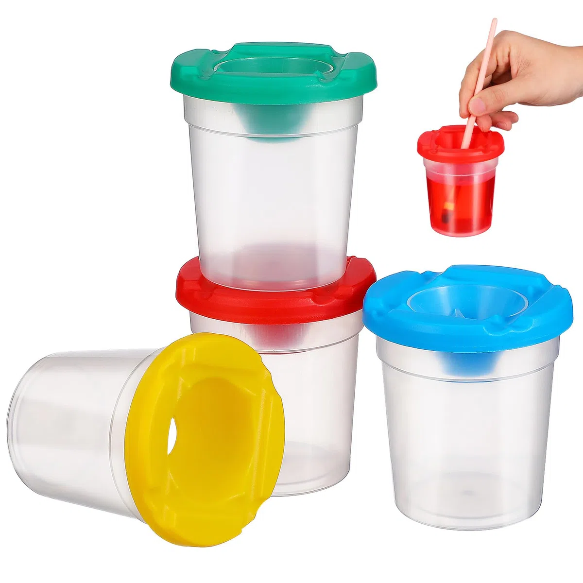 Pinsel Kinder Rotierender Pinselwascheimer aus Abs Kompakt und Praktisch zum Mitnehmen für Kunstunterricht und Kinderbasteln 4 Stück Waschbecher Zufällige Farbe