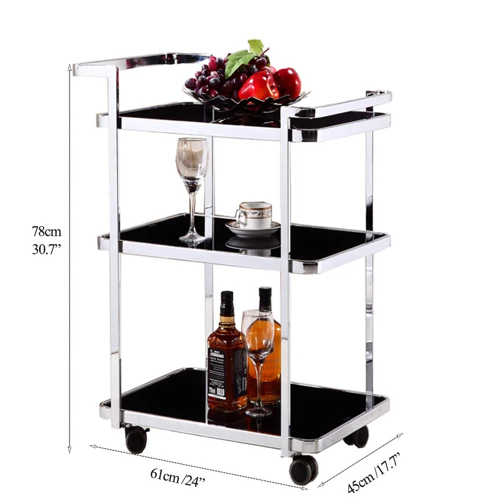Küchenwagen, rollbare Allzweckinsel mit Edelstahlplatte, leicht zu reinigen mit Rädern, Multifunktionswagen für die Hausbar