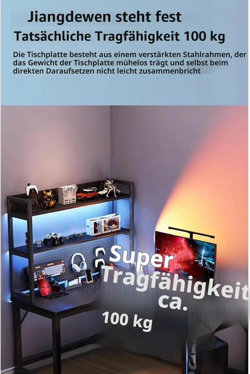 L-förmiger Computertisch, Eckschreibtisch, Home-Studiertisch, Schreibtisch mit einer Tragkraft von 200 kg und einem Drahtlochdesign, geeignet für Home-Office, Schlafzimmer, Wohnzimmer Black,140*120