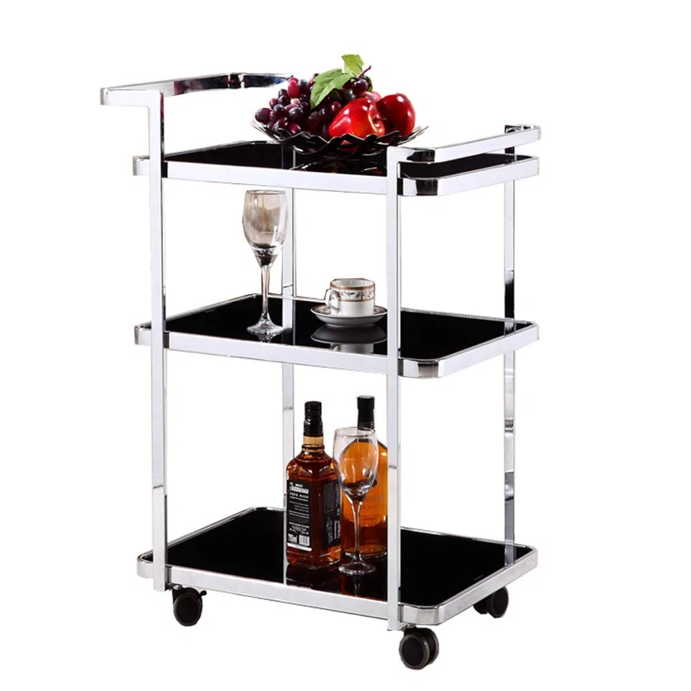 Küchenwagen, rollbare Allzweckinsel mit Edelstahlplatte, leicht zu reinigen mit Rädern, Multifunktionswagen für die Hausbar