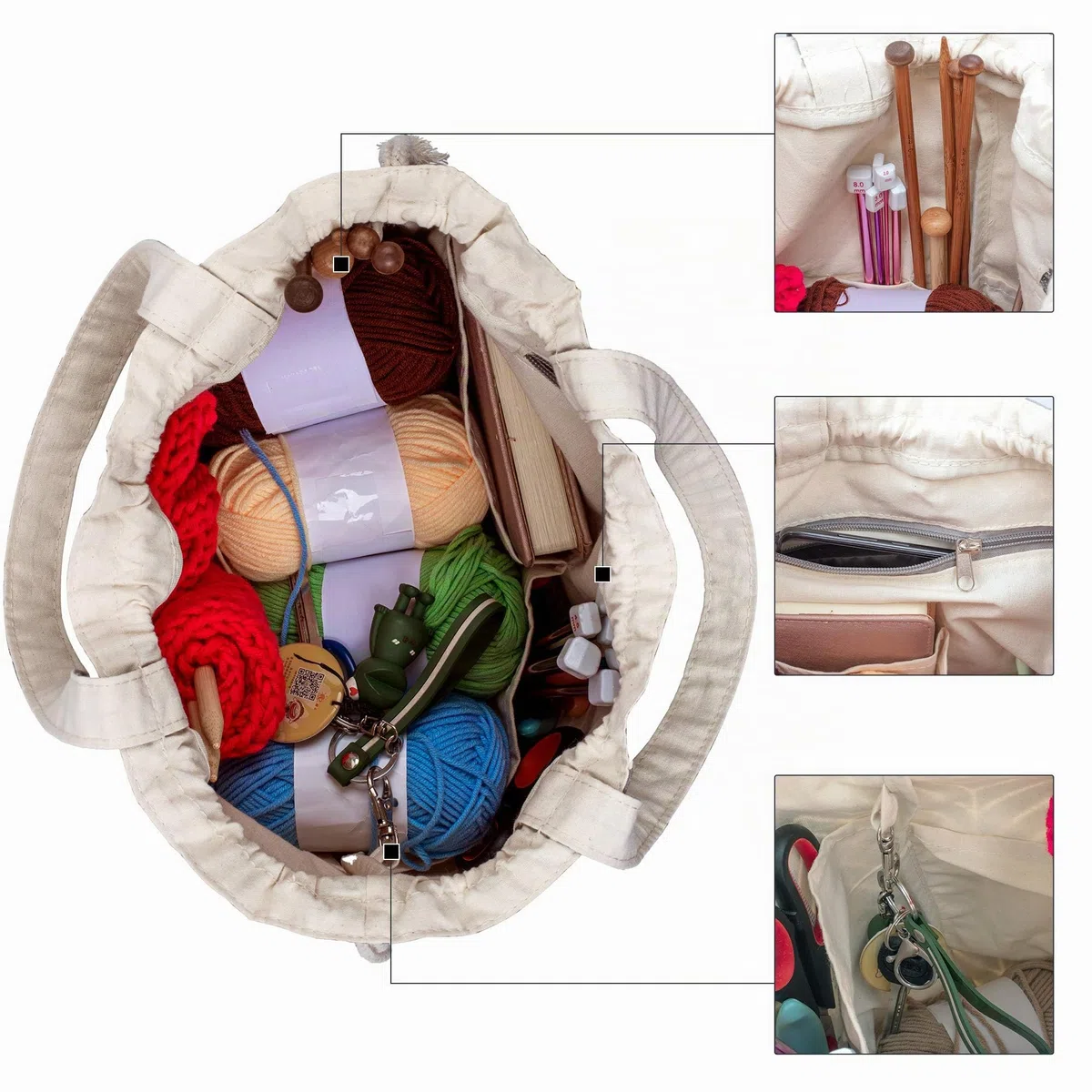 Teamoy Wolle Aufbewahrungstasche, Stricktasche zur Aufbewahrung von Wolle, Tragetasche für Garn und Häkelzubehör, Baum