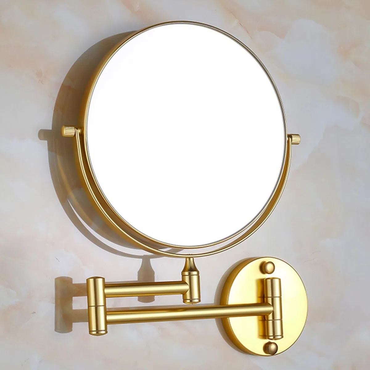 Doppelseitiger, 1-Fach und 11-Fach vergrößernder, schwenkbarer, Verstellbarer Kosmetikspiegel, runder Rasierspiegel aus Aluminium(Gold,8inch)