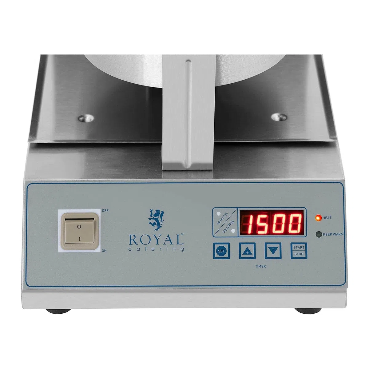 Royal Catering RCWM-1300-RE Waffeleisen Waffelgerät Waffelautomat Waffle Maker Belgische Waffel (Ø 18 cm, Drehbar, 1300 W, Timer 99 min, Edelstahlgehäuse), Schwarz