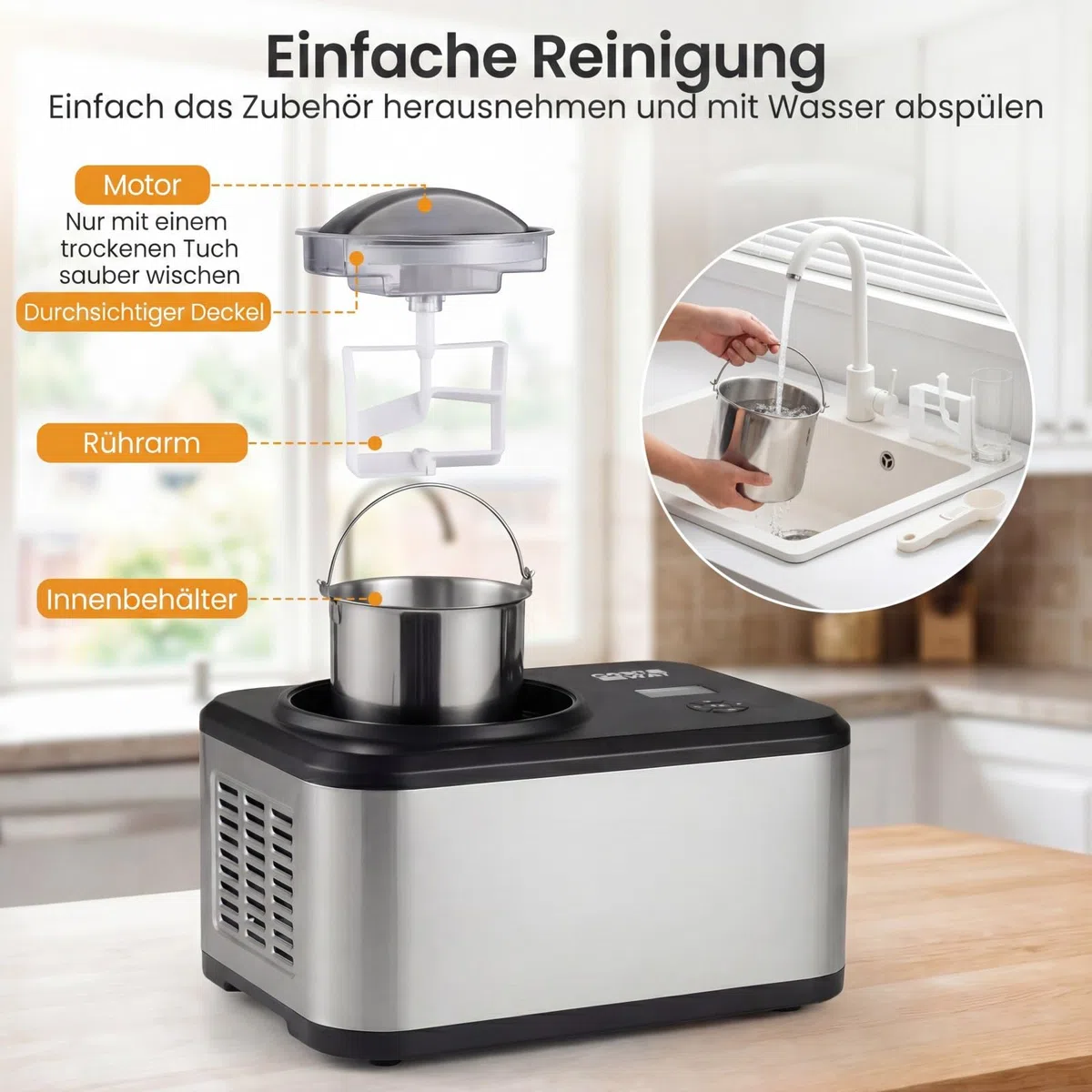 COSTWAY 2 in 1 Eismaschine mit Joghurtfunktion, Kompressor Eiscrememaschine 1,5 L für Eiscreme, Gelato & Joghurt, Icecream Maker mit LCD-Display, Timer & Rezeptheft