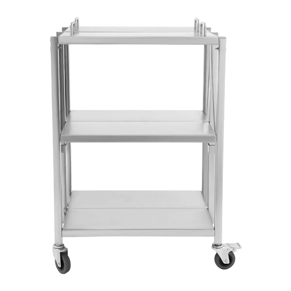 3 Borde Faltbarer Servierwagen, Klappbarer Küchenwagen, Küchenwagen aus Edelstahl, Hochbelastbare Edelstahlplatte, Hohe Tragfähigkeit kann in Küchen, Restaurants, Cafés, Bars 63x40x95 cm