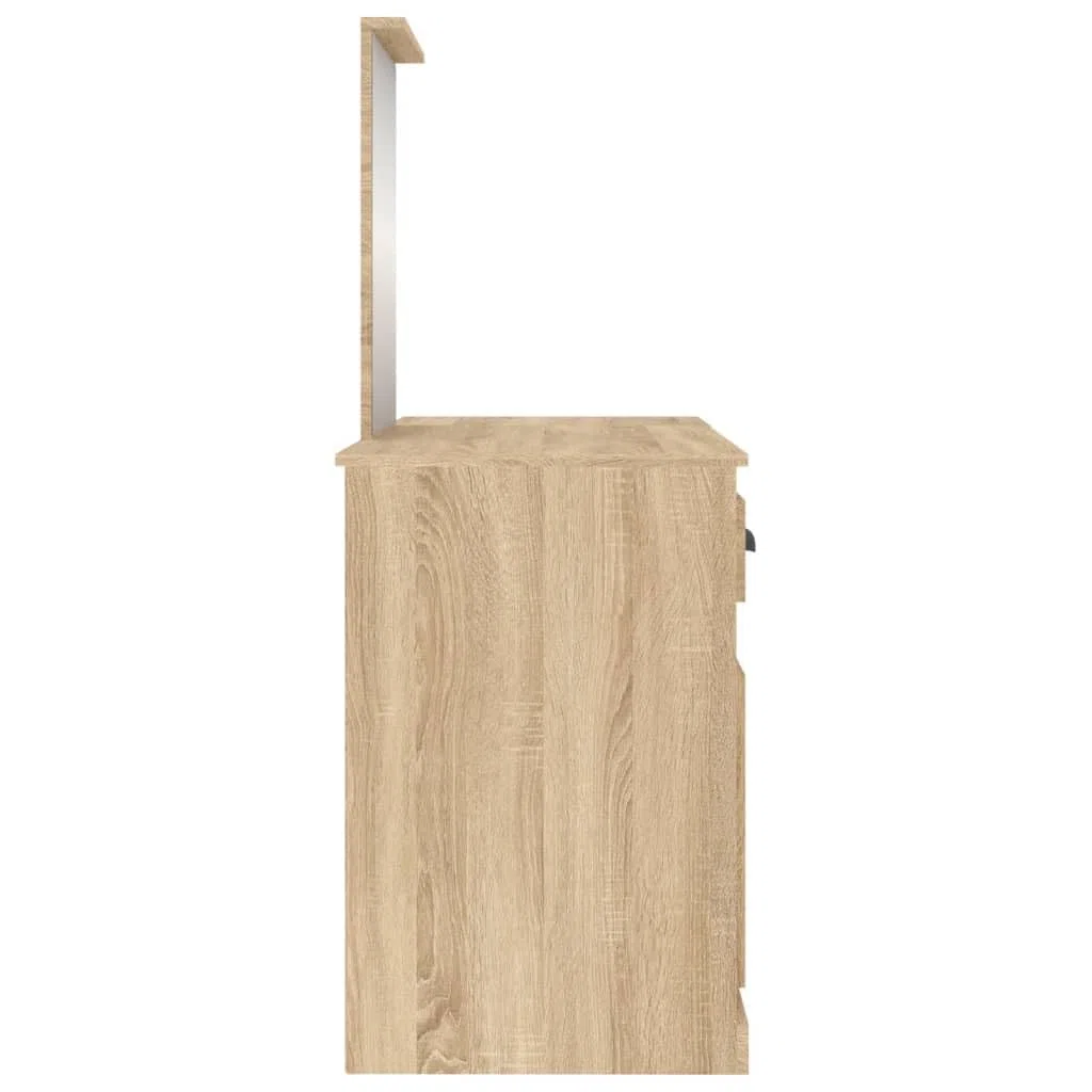 Schminktisch mit Spiegel Sonoma-Eiche 130x50x132,5 cm Holzwerkstoff Make-up Tisch Kosmetiktisch mit Stauraum und Wandhalterung für Schlafzimmer, Bad, Studio, Salon