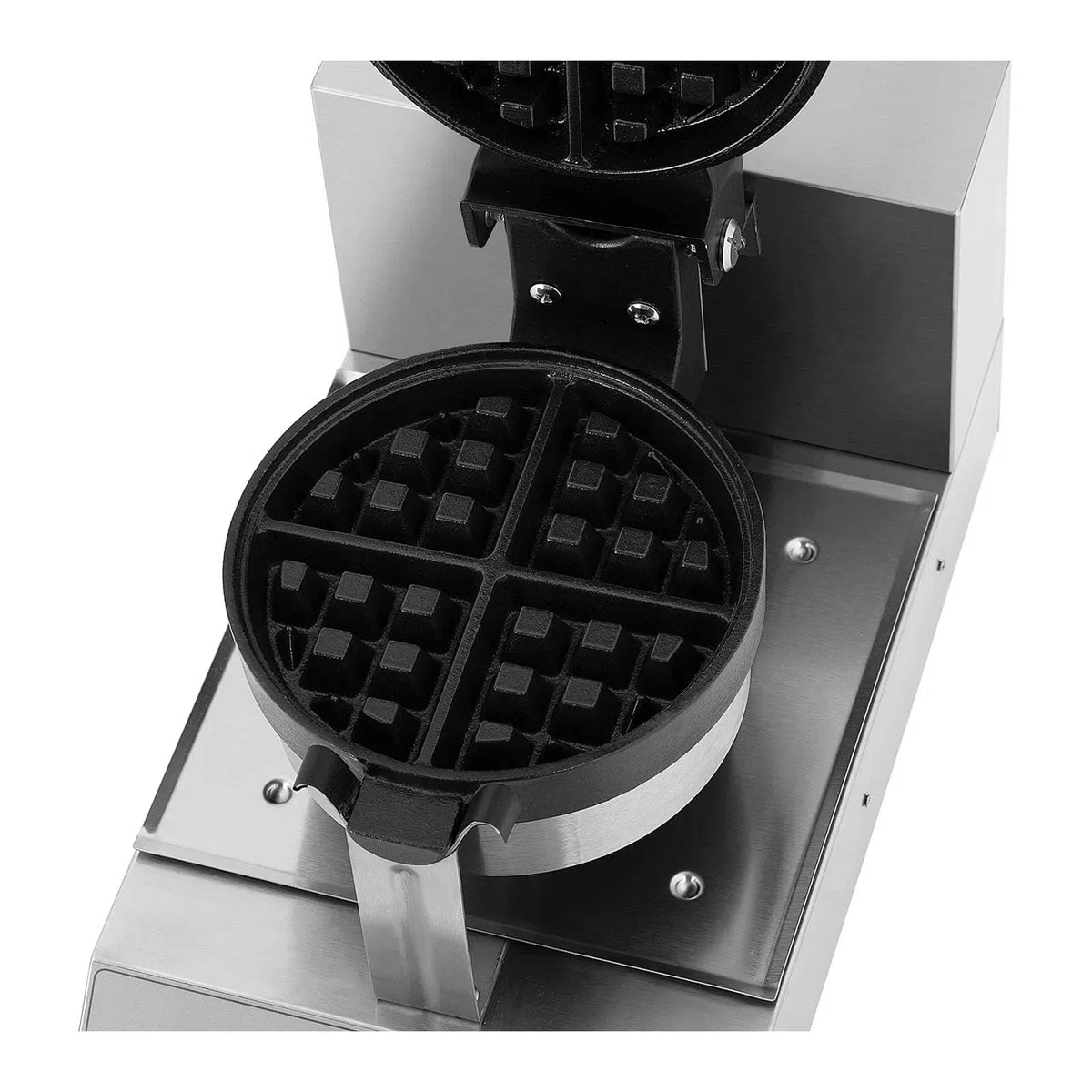 Royal Catering RCWM-1300-RE Waffeleisen Waffelgerät Waffelautomat Waffle Maker Belgische Waffel (Ø 18 cm, Drehbar, 1300 W, Timer 99 min, Edelstahlgehäuse), Schwarz