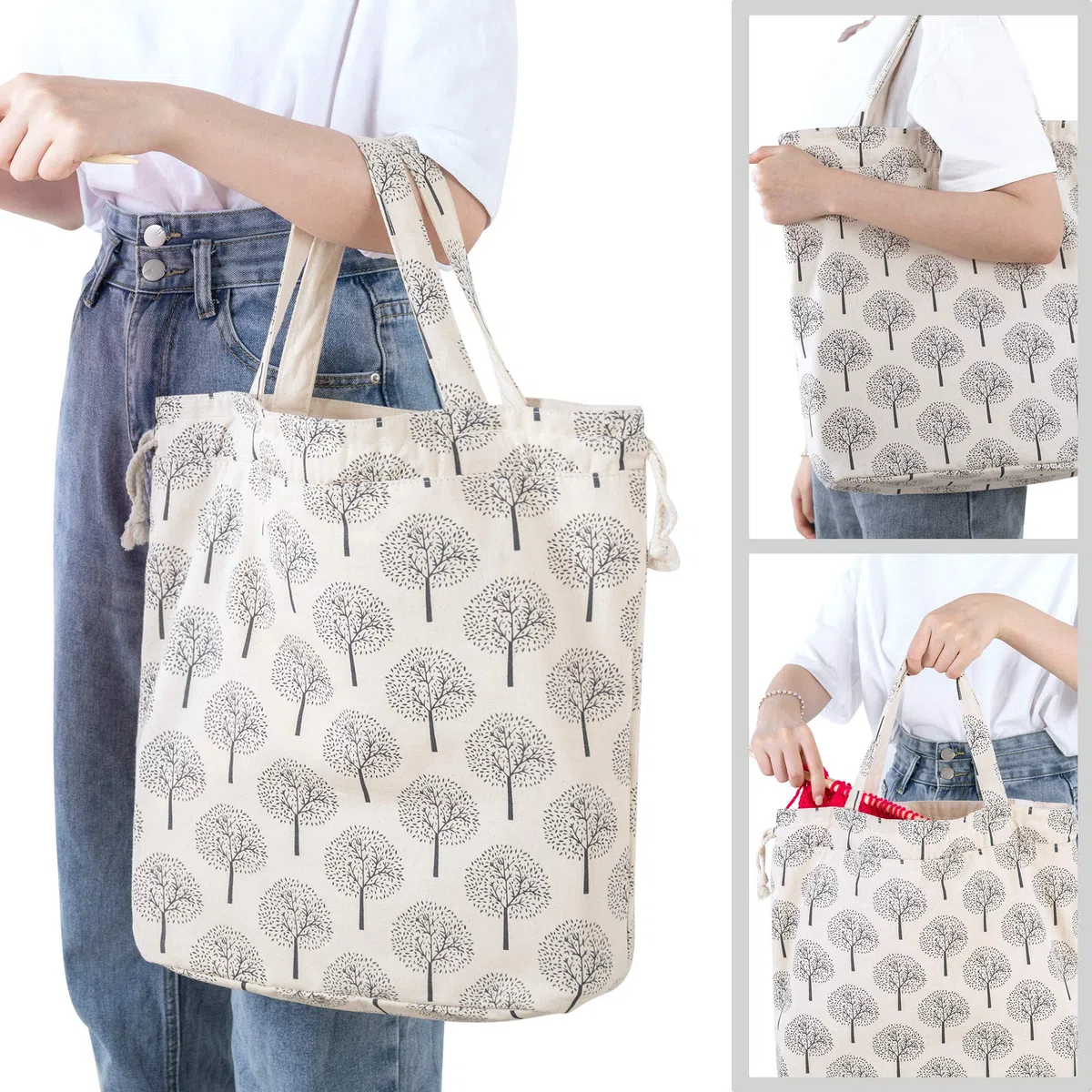 Teamoy Wolle Aufbewahrungstasche, Stricktasche zur Aufbewahrung von Wolle, Tragetasche für Garn und Häkelzubehör, Baum