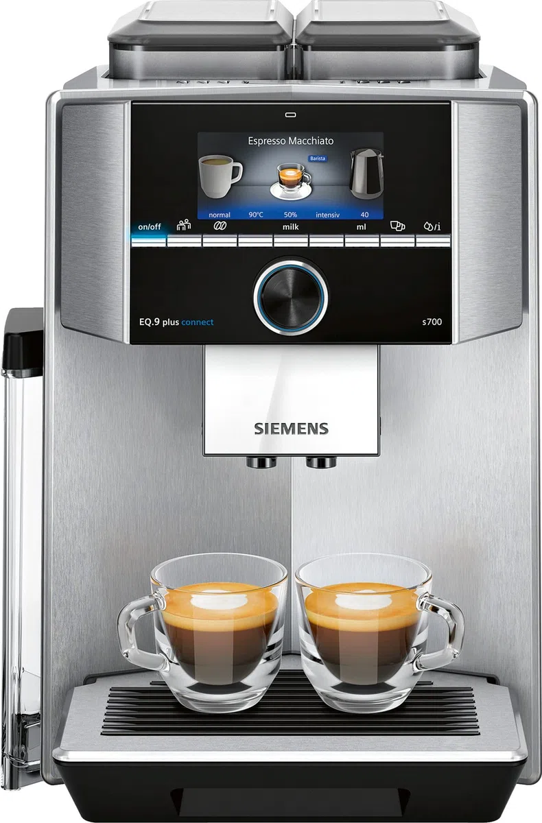 Siemens, TI9575X1DE, Kaffeevollautomat, EQ.9 plus connect s700, Home Connect App, baristaMode, Edelstahl