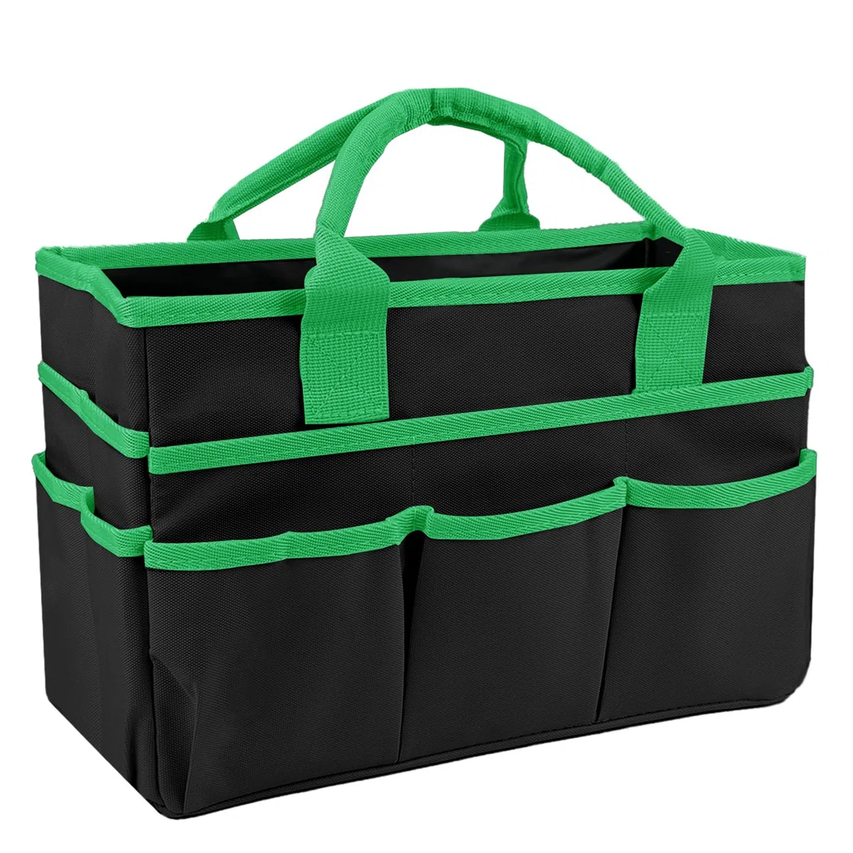 Basteltasche, Bastelorganizer Tragetasche, Handarbeitstasche Großer Kunstaufbewahrungs Caddy mit Externe Steckplätze, Stricktasche Unterwegs Nähtasche für Kunst Scrapbooking Bürobedarf (Schwarz+Grün)