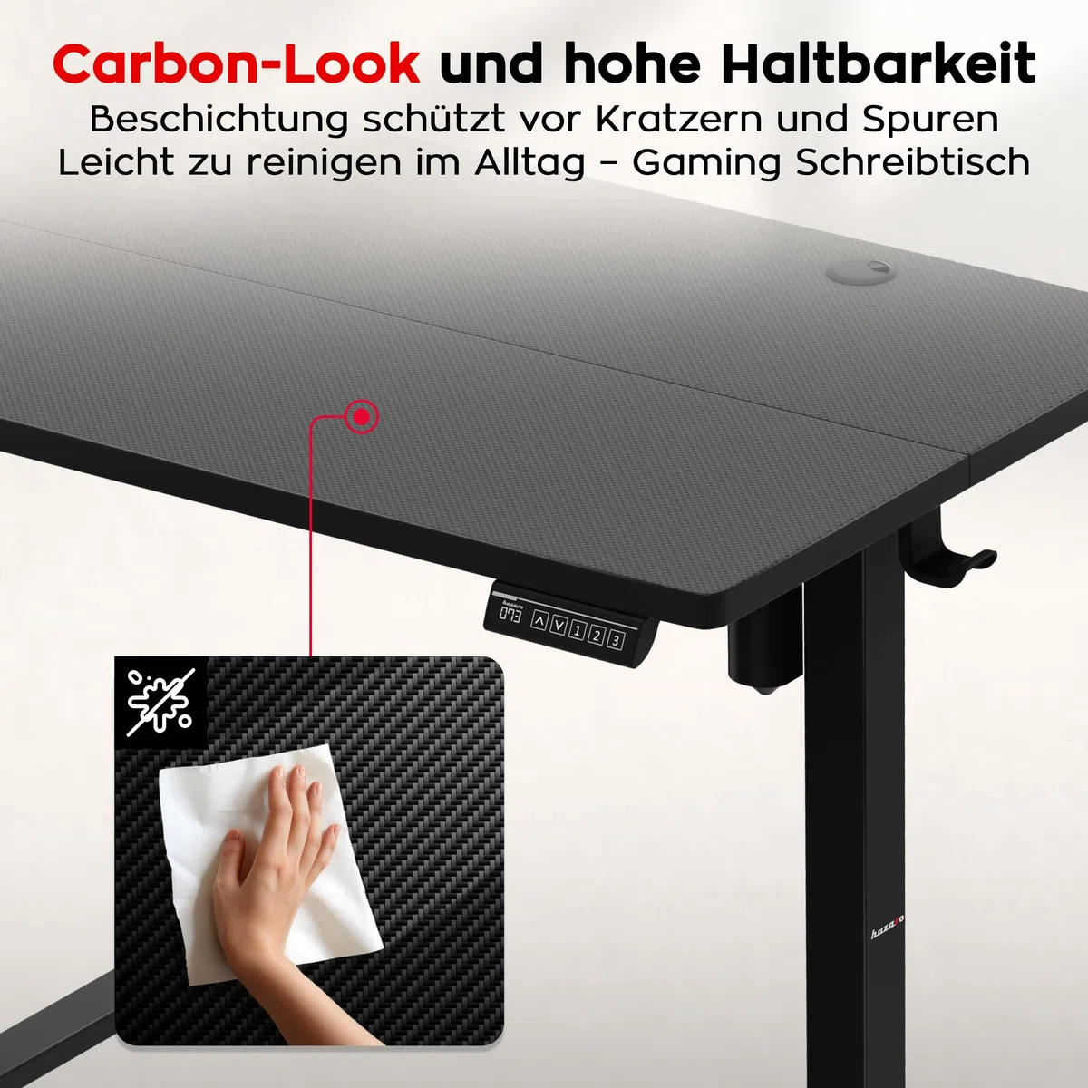 huzaro Hero 7.8 Gaming Tisch - Schreibtisch höhenverstellbar - 100 x 60 cm