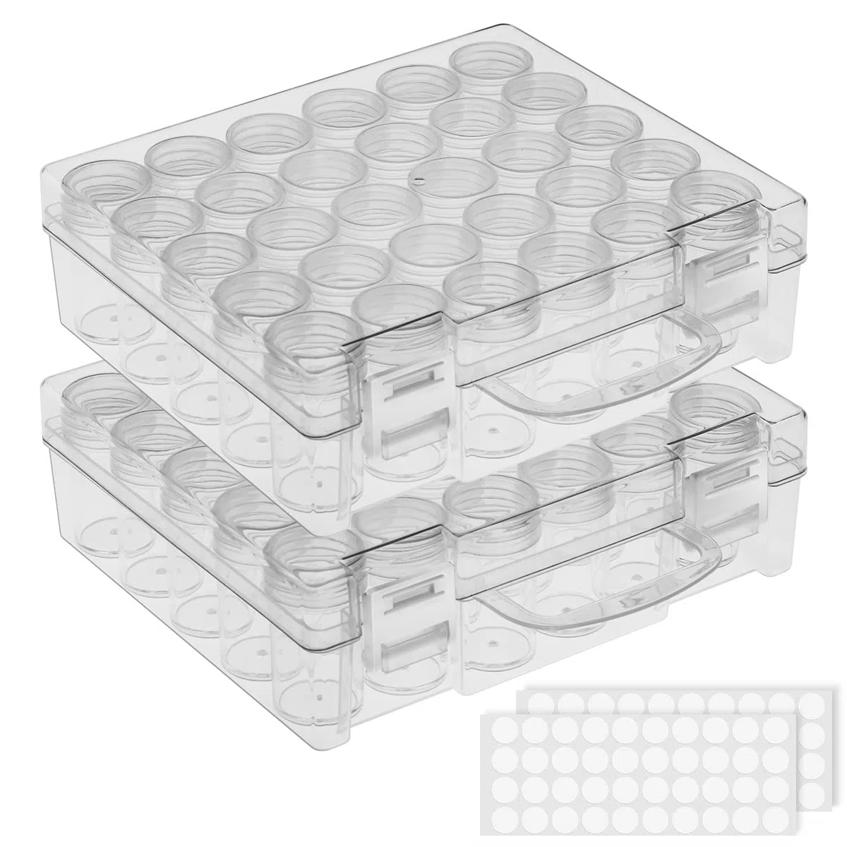 Diamond Painting Zubehör Boxen, Diamond Painting Erwachsene Aufbewahrungsbox, 30 Gitter Perlen Aufbewahrungbox mit Stickers (2 Stücke)