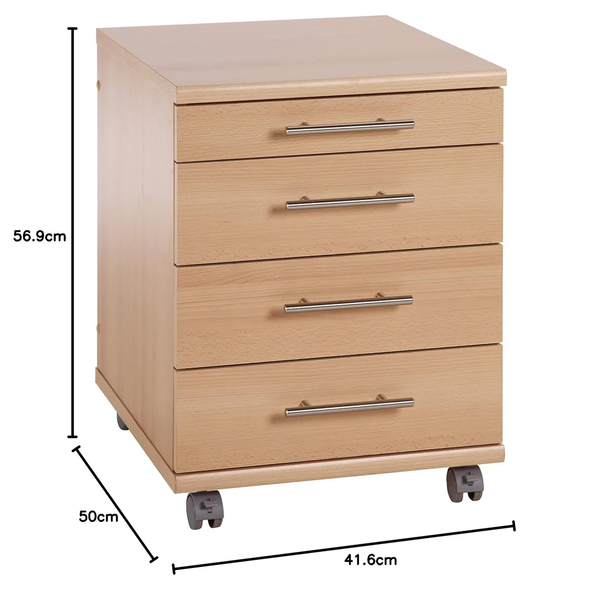 Möbelpartner Rollcontainer Colors, 701402, Samerbergbuche Dekor, ca. 41,6 x 50 x 56,9 cm